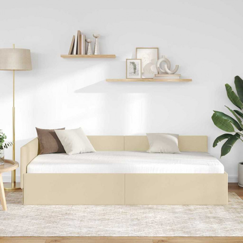 Rama łóżka narożnego Kremowy 80 cm x 200 cm tkanina