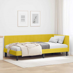 Rama łóżka narożnego Z zagłówkiem Żółty 90 cm x 190 cm Aksamit