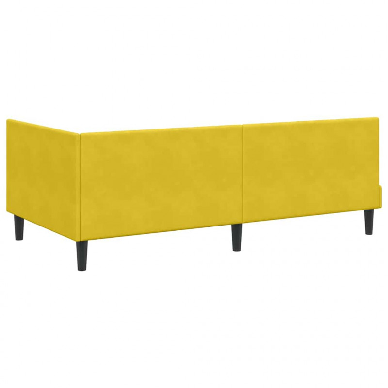 Rama łóżka narożnego Z zagłówkiem Żółty 90 cm x 190 cm Aksamit