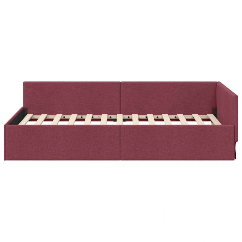 Rama łóżka narożnego Czerwone wino 90 cm x 190 cm tkanina