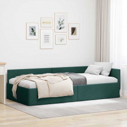 Rama łóżka narożnego Ciemna zieleń 90 cm x 190 cm tkanina