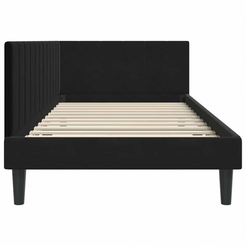 Rama łóżka narożnego Z zagłówkiem Czarny 90 cm x 200 cm Aksamit