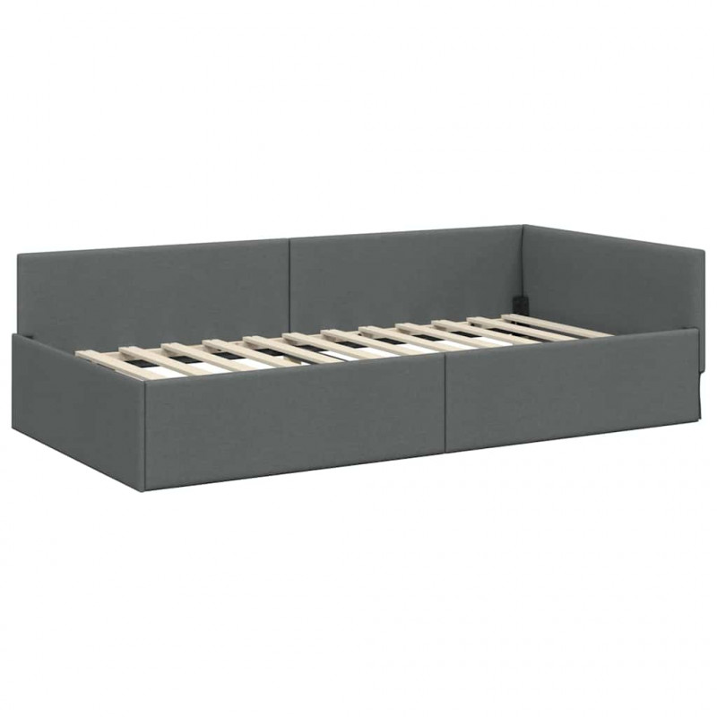 Rama łóżka narożnego Ciemnoszary 90 cm x 200 cm tkanina