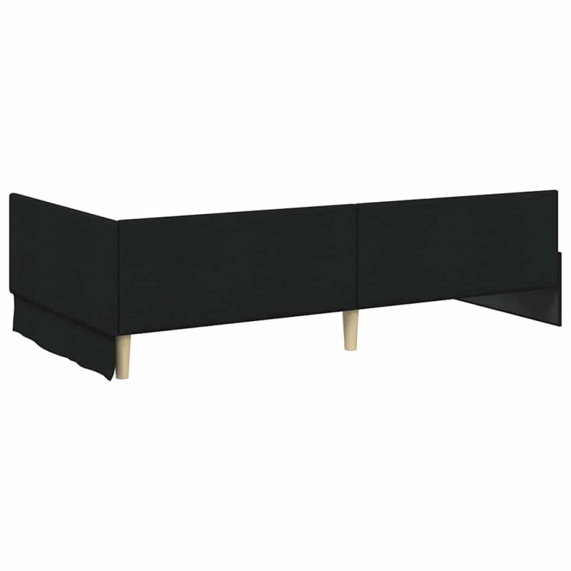 Rama łóżka narożnego Z zagłówkiem Czarny 90 cm x 200 cm tkanina