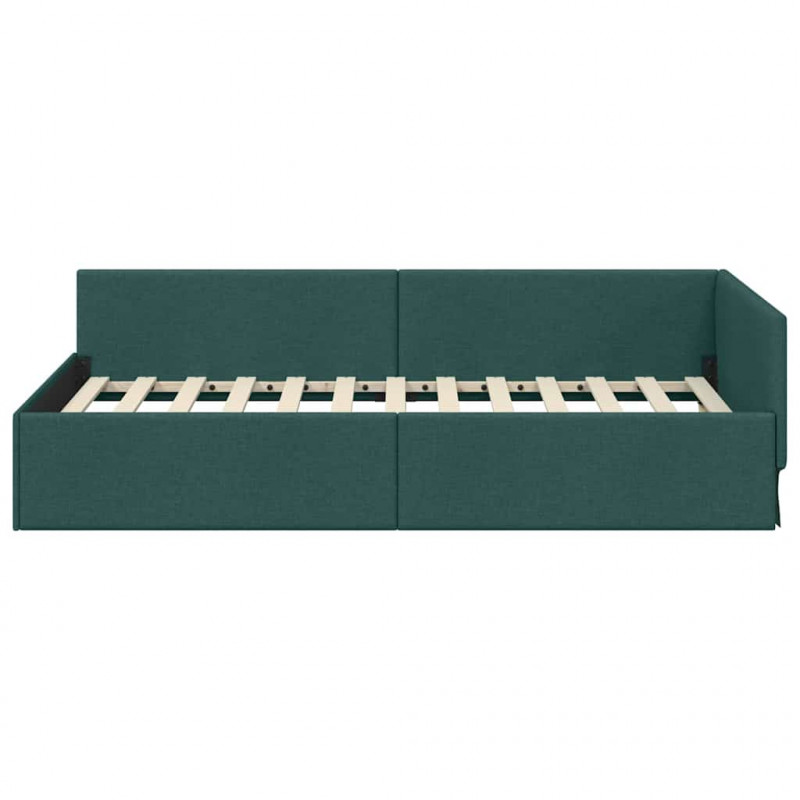 Rama łóżka narożnego Ciemna zieleń 90 cm x 200 cm tkanina