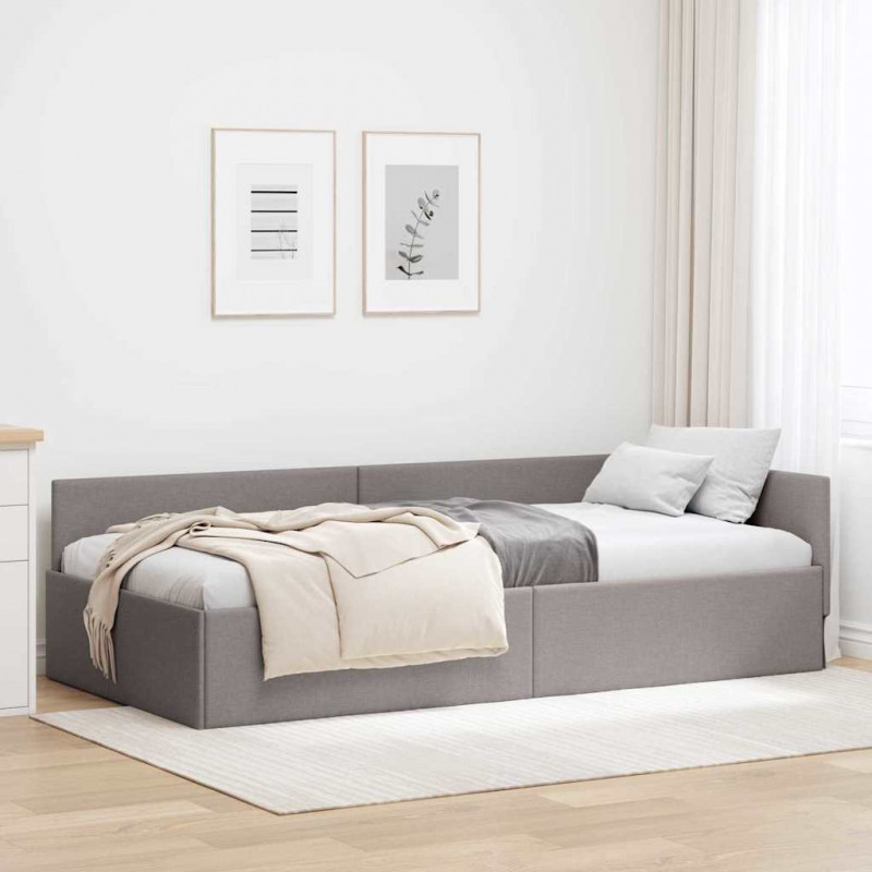 Rama łóżka narożnego Ciemnoszary 90 cm x 200 cm tkanina