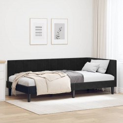 Rama łóżka narożnego Czarny 100 cm x 200 cm Aksamit