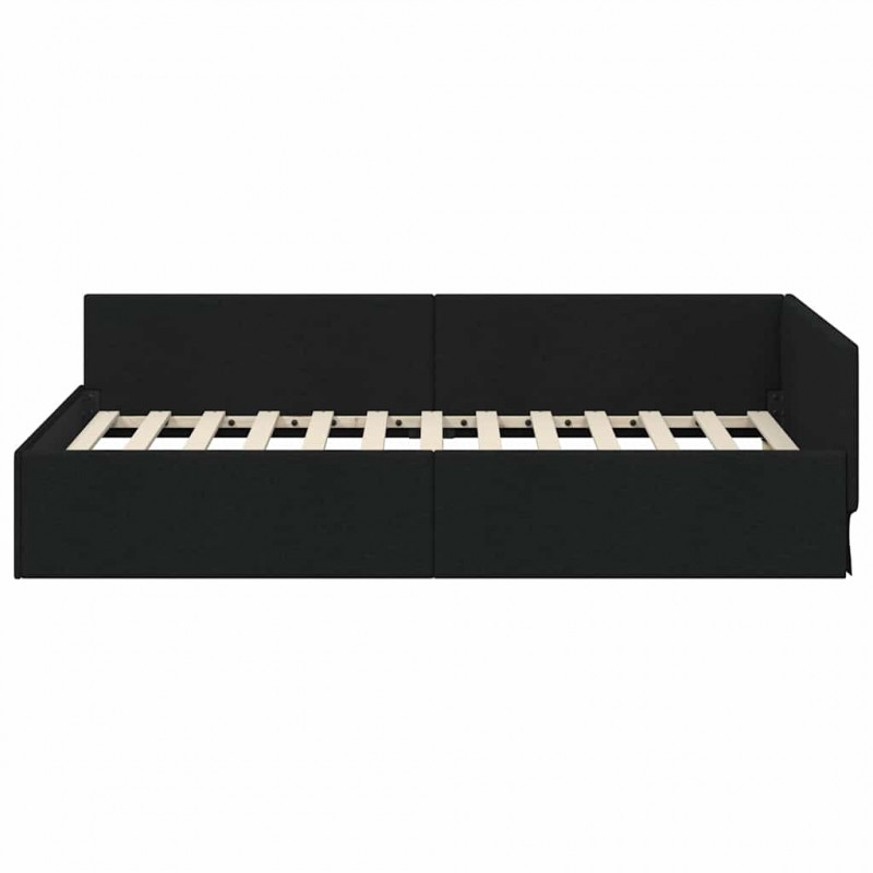 Rama łóżka narożnego Czarny 100 cm x 200 cm tkanina