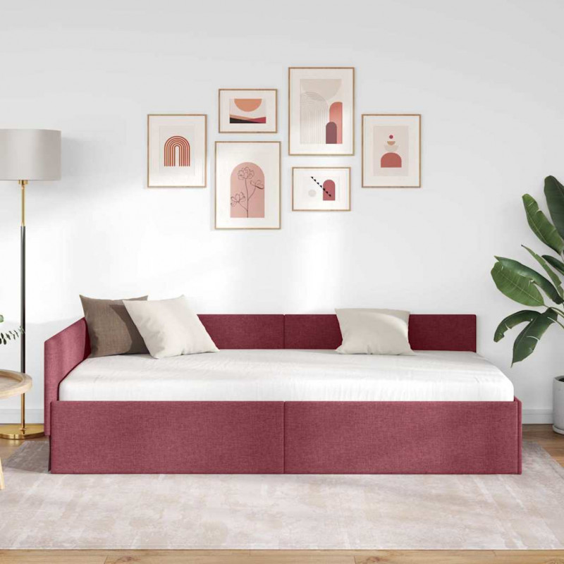 Rama łóżka narożnego Czerwone wino 100 cm x 200 cm tkanina