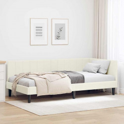 Rama łóżka narożnego Kremowy 100 cm x 200 cm Aksamit