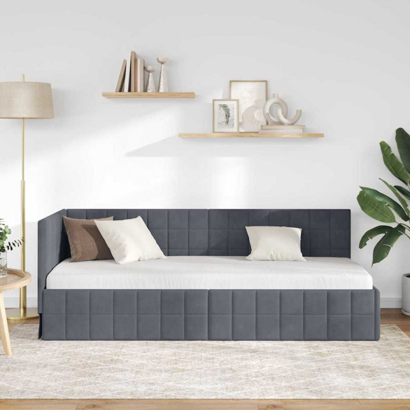 Rama łóżka narożnego Ciemnoszary 80 cm x 200 cm Aksamit