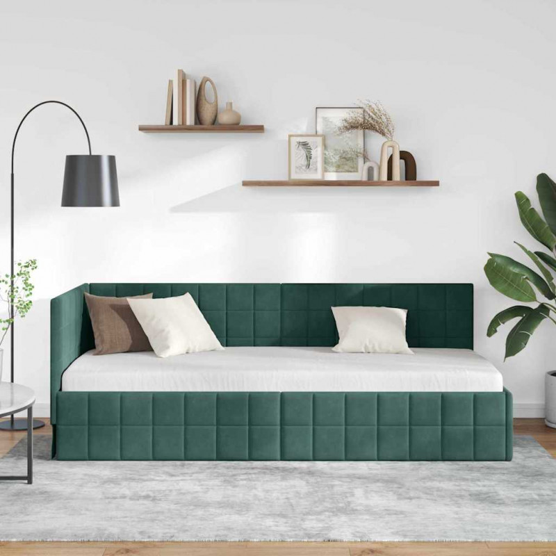 Rama łóżka narożnego Ciemna zieleń 80 cm x 200 cm Aksamit