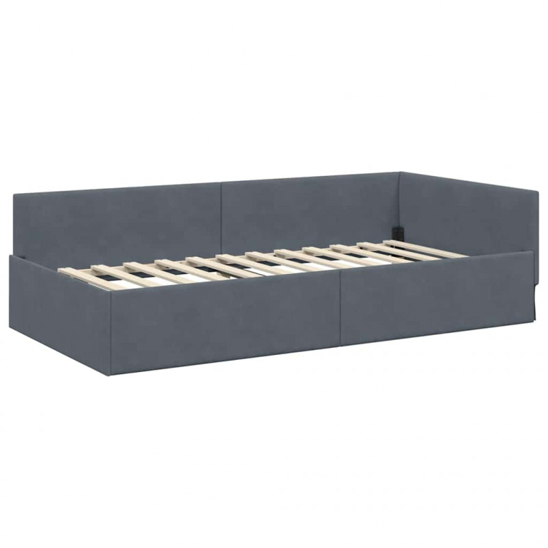 Rama łóżka narożnego Ciemnoszary 80 cm x 200 cm Aksamit