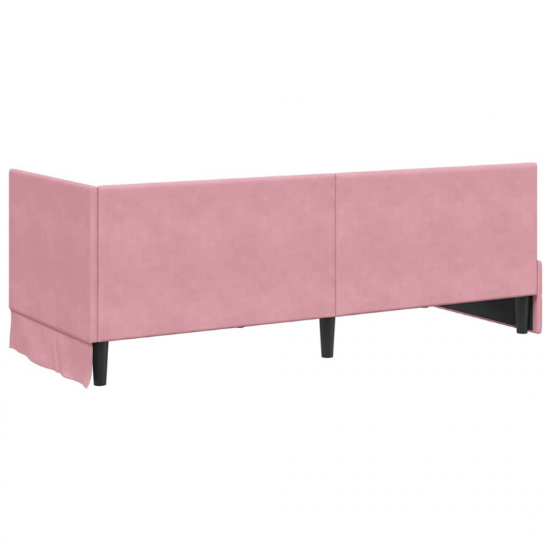 Rama łóżka narożnego Z zagłówkiem Różowy 80 cm x 200 cm Aksamit