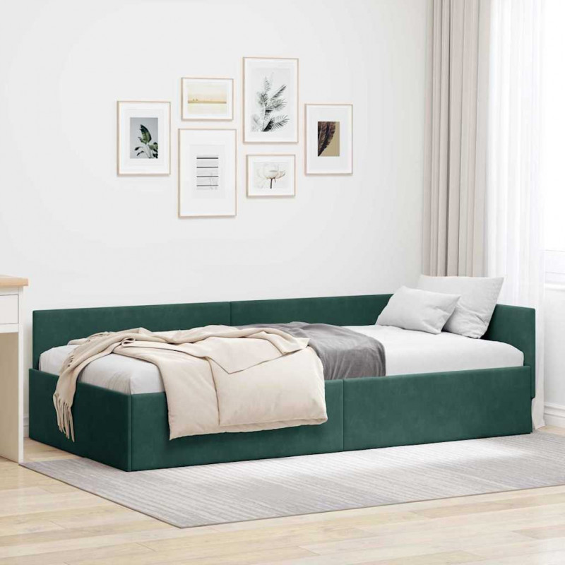 Rama łóżka narożnego Ciemna zieleń 80 cm x 200 cm Aksamit