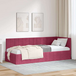 Rama łóżka narożnego Czerwone wino 80 cm x 200 cm Aksamit