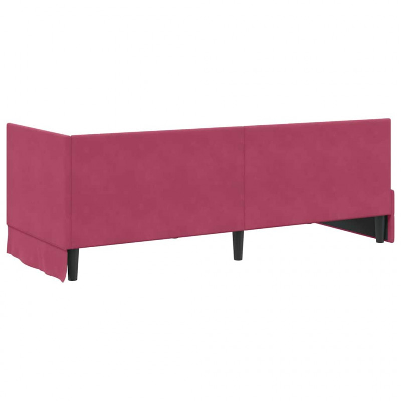 Rama łóżka narożnego Czerwone wino 80 cm x 200 cm Aksamit