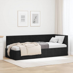 Rama łóżka narożnego Z zagłówkiem Czarny 80 cm x 200 cm Aksamit