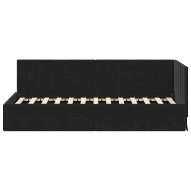 Rama łóżka narożnego Z zagłówkiem Czarny 80 cm x 200 cm Aksamit