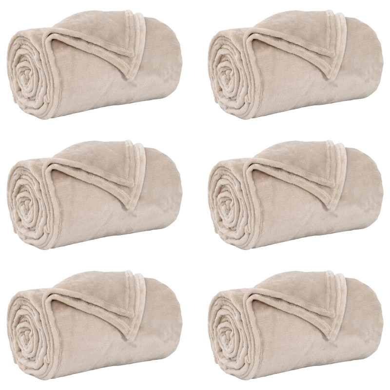 Koce narzutowe 6 pcs Beżowy 220 x 240 cm Polar