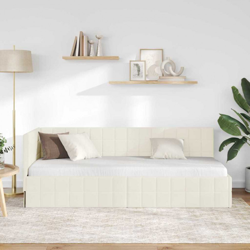 Rama łóżka narożnego Kremowy 80 cm x 200 cm Aksamit