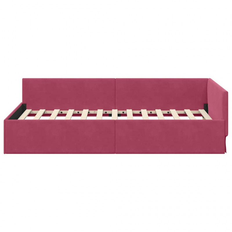 Rama łóżka narożnego Czerwone wino 80 cm x 200 cm Aksamit