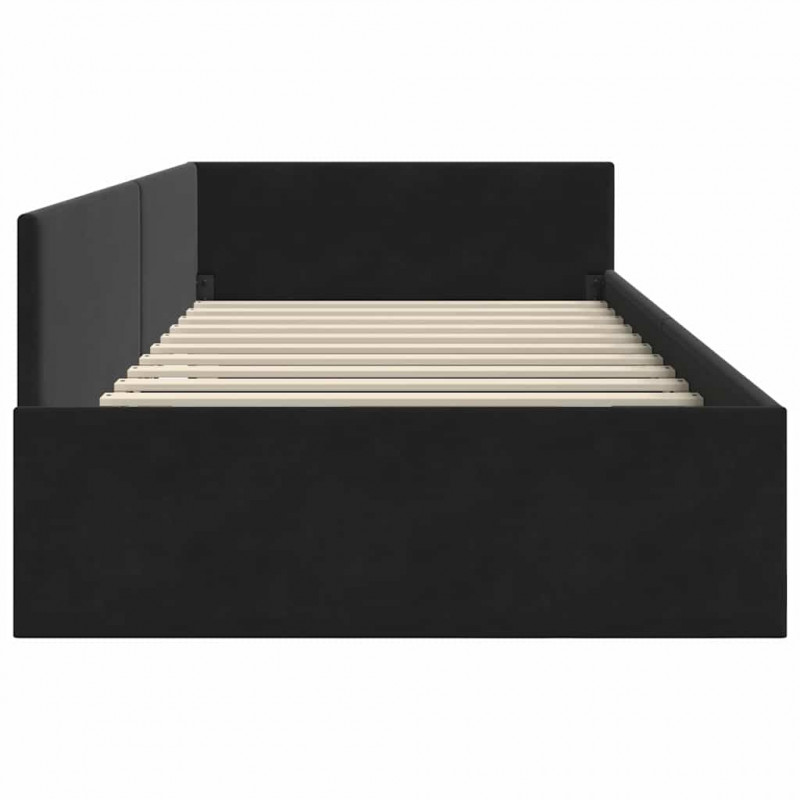 Rama łóżka narożnego Z zagłówkiem Czarny 80 cm x 200 cm Aksamit