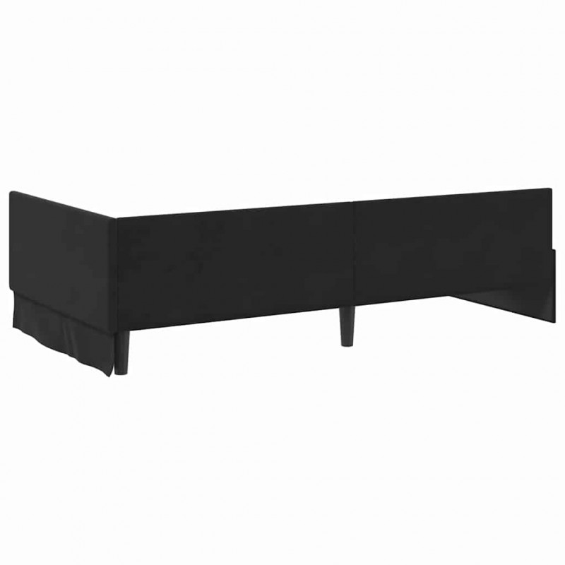Rama łóżka narożnego Z zagłówkiem Czarny 80 cm x 200 cm Aksamit