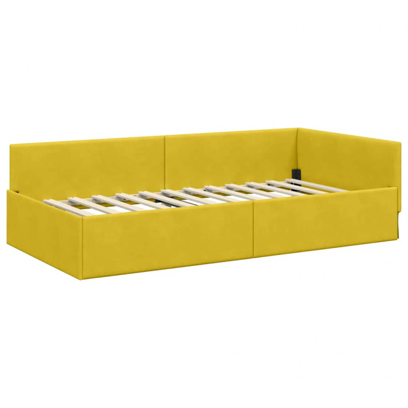 Rama łóżka narożnego Z zagłówkiem Żółty 80 cm x 200 cm Aksamit