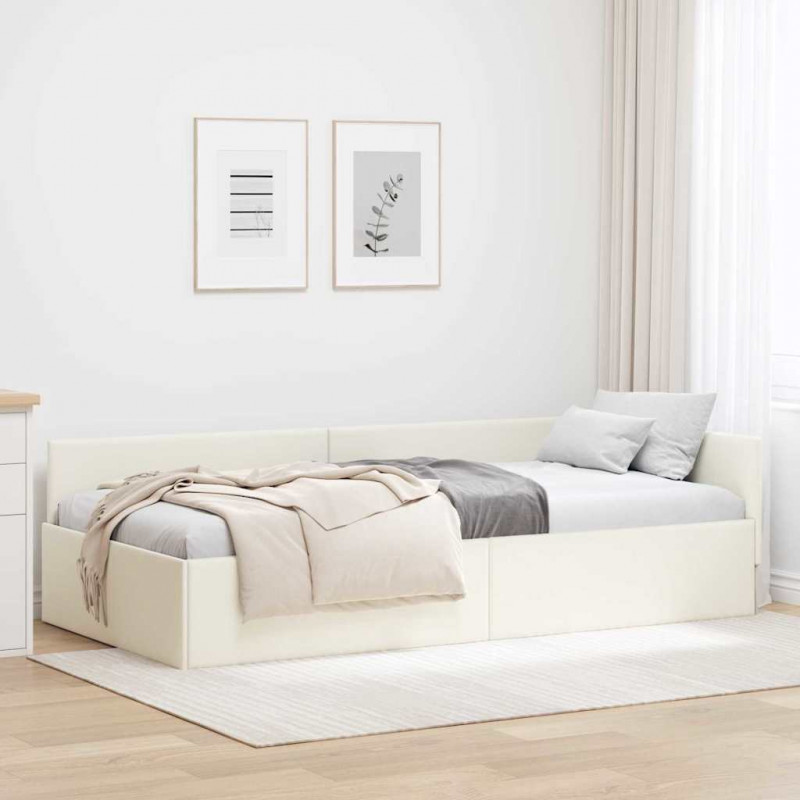 Rama łóżka narożnego Kremowy 80 cm x 200 cm Aksamit