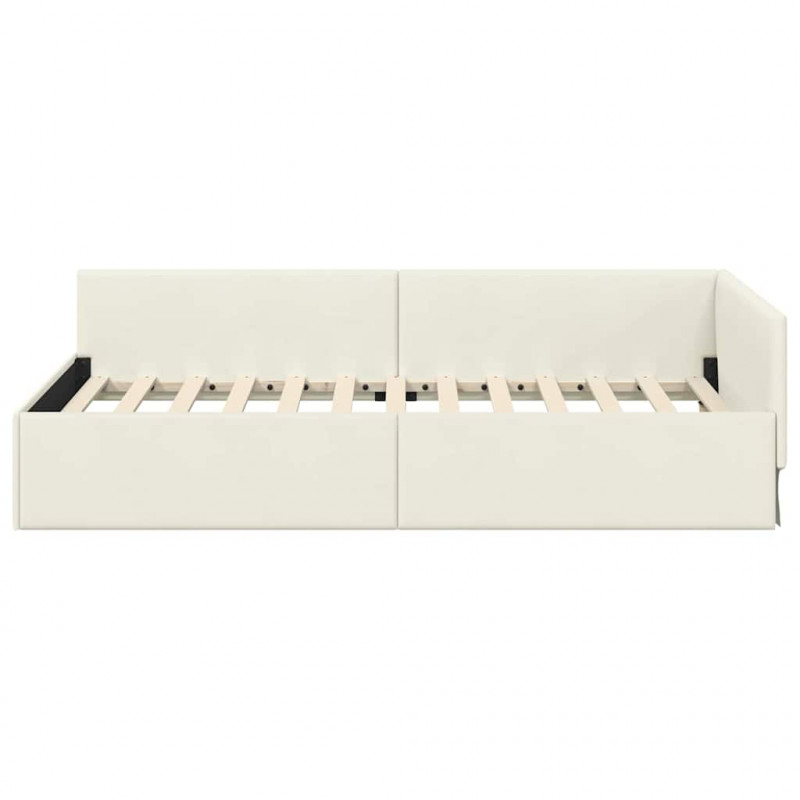 Rama łóżka narożnego Kremowy 80 cm x 200 cm Aksamit