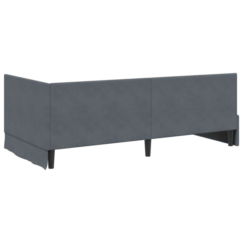 Rama łóżka narożnego Ciemnoszary 90 cm x 190 cm Aksamit