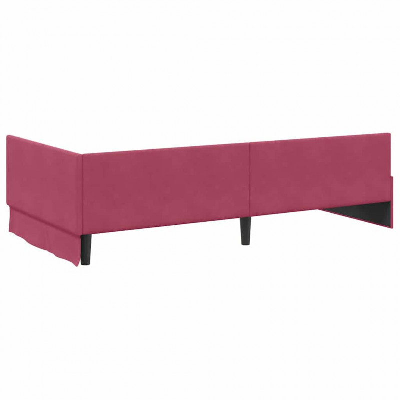 Rama łóżka narożnego Czerwone wino 90 cm x 190 cm Aksamit