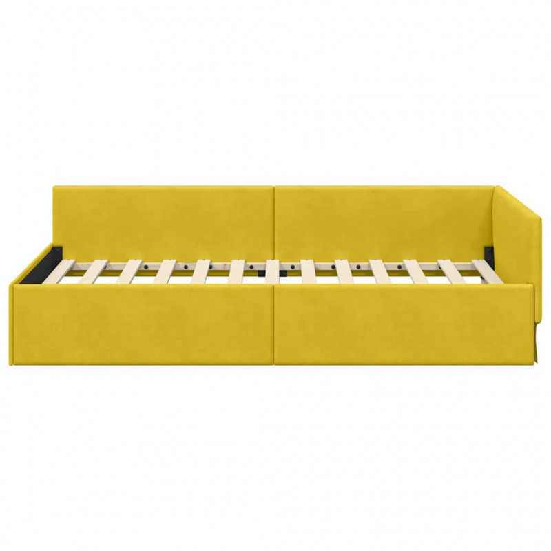 Rama łóżka narożnego Z zagłówkiem Żółty 90 cm x 190 cm Aksamit