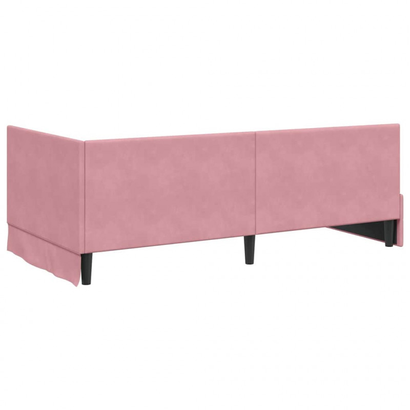 Rama łóżka narożnego Z zagłówkiem Różowy 90 cm x 200 cm Aksamit