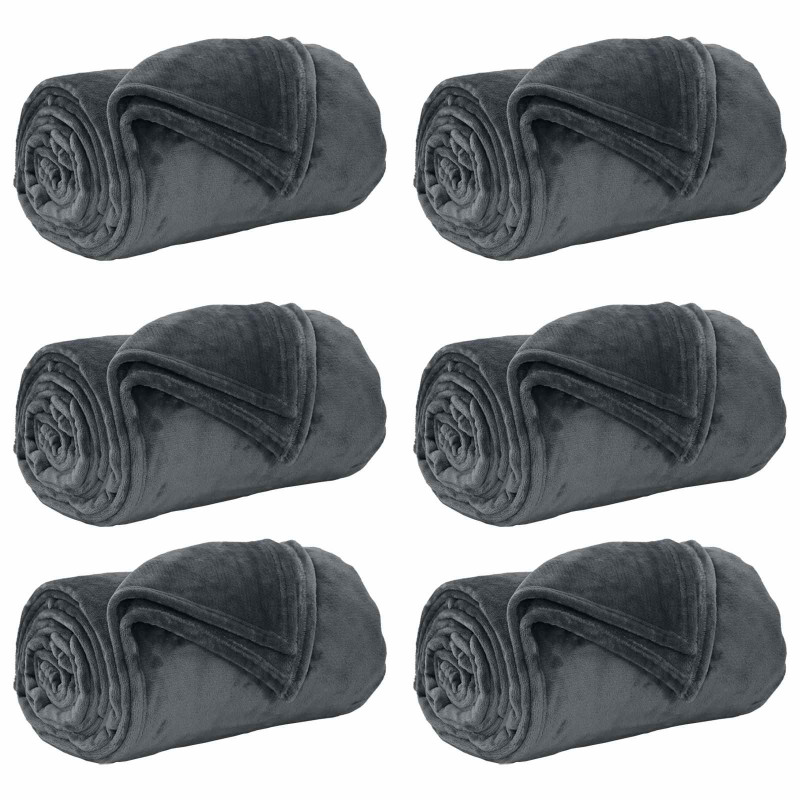 Koce narzutowe 6 pcs Ciemnoszary 220 x 240 cm Polar