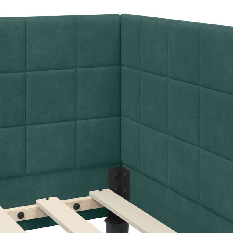Rama łóżka narożnego Ciemna zieleń 100 cm x 200 cm Aksamit