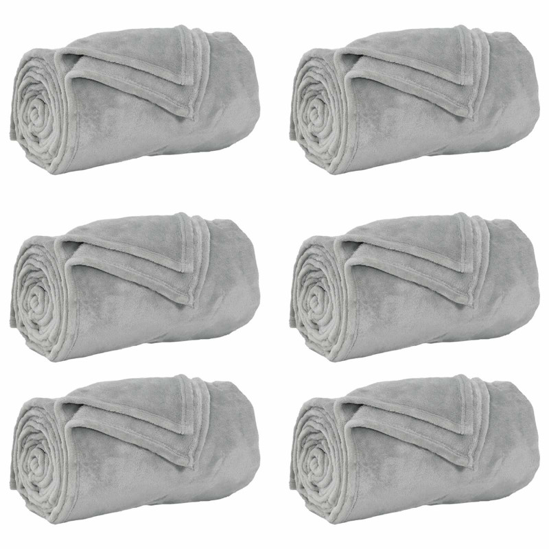 Koce narzutowe 6 pcs Szary 130 x 150 cm Polar