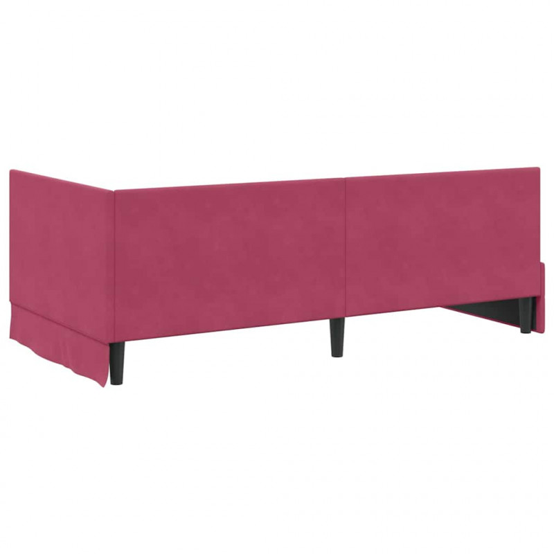 Rama łóżka narożnego Czerwone wino 100 cm x 200 cm Aksamit