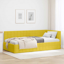 Rama łóżka narożnego Z zagłówkiem Żółty 100 cm x 200 cm Aksamit