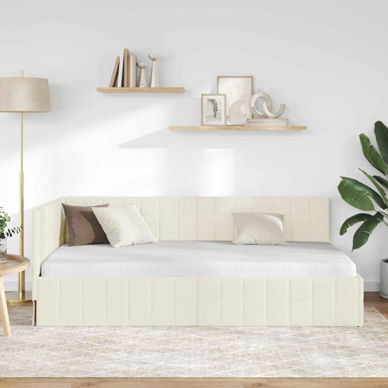 Rama łóżka narożnego Kremowy 100 cm x 200 cm Aksamit