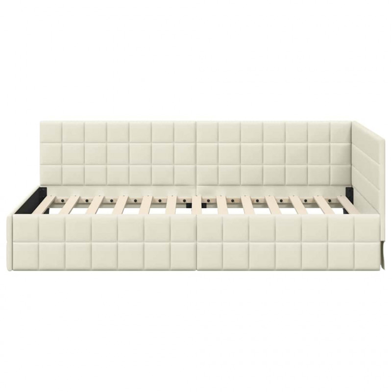 Rama łóżka narożnego Kremowy 100 cm x 200 cm Aksamit