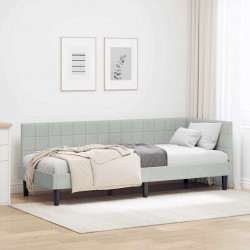 Rama łóżka narożnego Jasnoszary 80 cm x 200 cm Aksamit