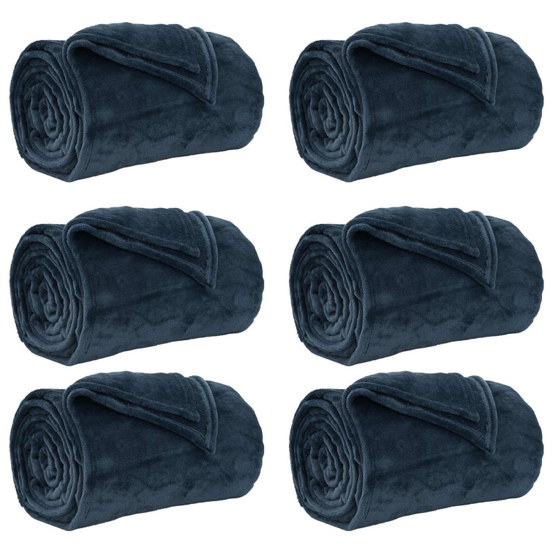 Koce narzutowe 6 pcs Granatowy 150 x 200 cm Polar