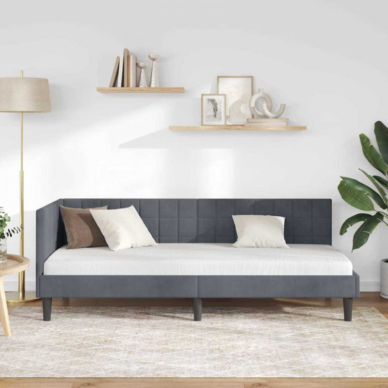 Rama łóżka narożnego Ciemnoszary 80 cm x 200 cm Aksamit