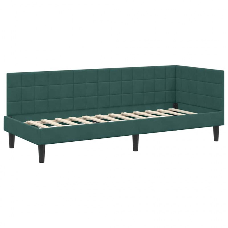 Rama łóżka narożnego Ciemna zieleń 80 cm x 200 cm Aksamit