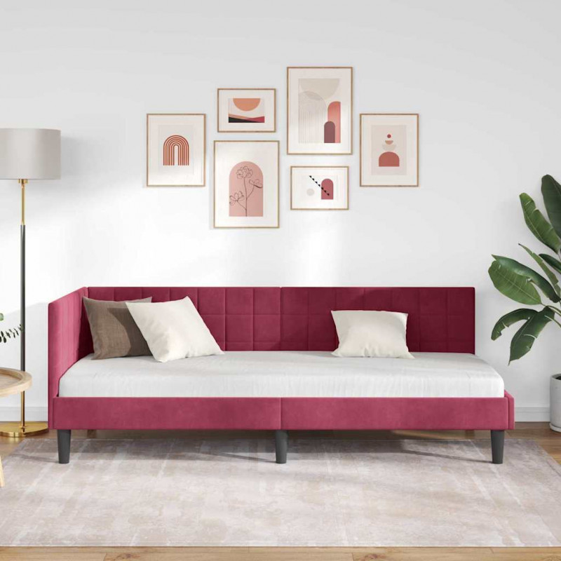 Rama łóżka narożnego Czerwone wino 80 cm x 200 cm Aksamit
