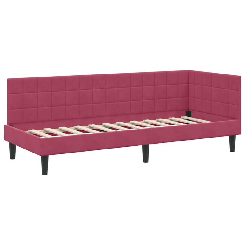 Rama łóżka narożnego Czerwone wino 80 cm x 200 cm Aksamit