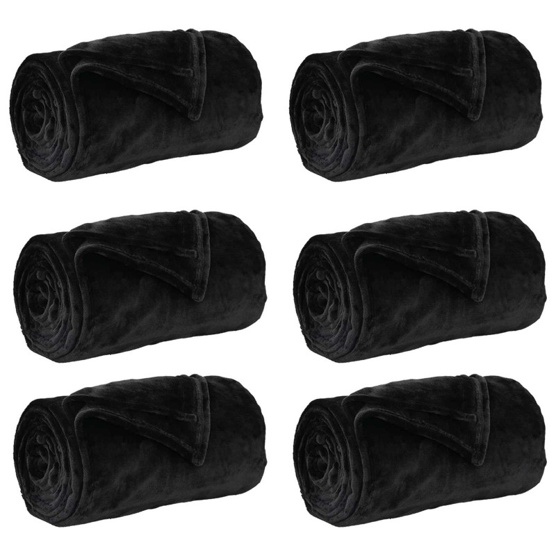 Koce narzutowe 6 pcs Czarny 220 x 240 cm Polar