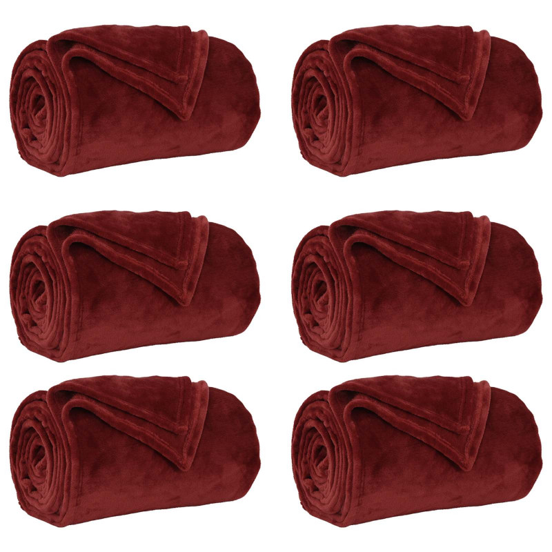 Koce narzutowe 6 pcs Bordeaux Czerwony 220 x 240 cm Polar